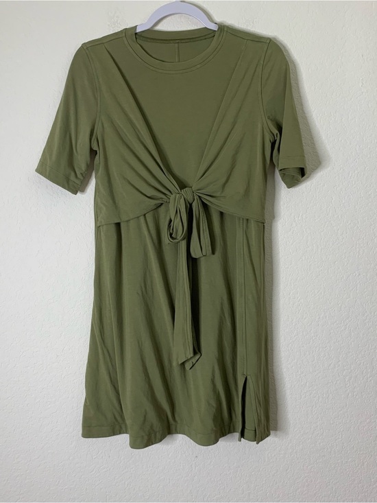 lululemon athletica Dresses & Skirts - Lululemon womens green cotton wrap front SS shirt dress 8